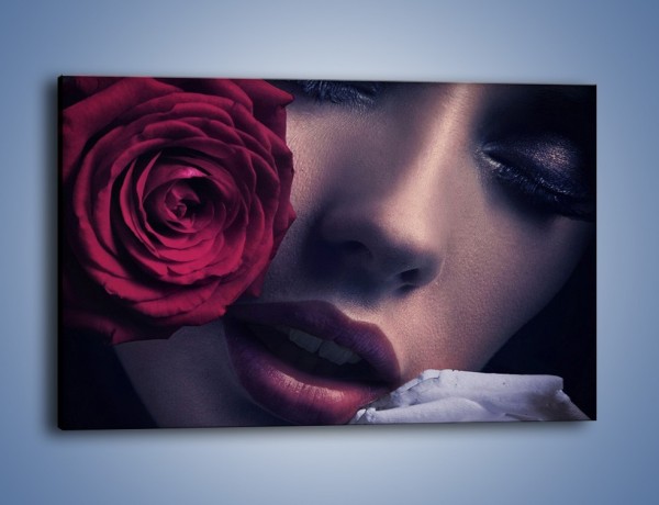 Obraz na płótnie – Kobieta i róże – jednoczęściowy prostokątny poziomy L040