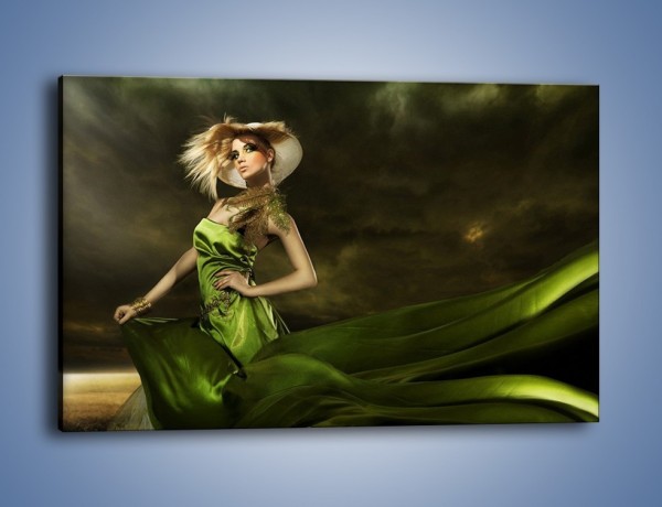 Obraz na płótnie – Kobieta ubrana w zieleń – jednoczęściowy prostokątny poziomy L098
