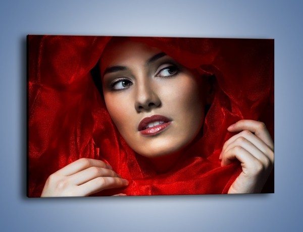Obraz na płótnie – Kobieta w czerwieni – jednoczęściowy prostokątny poziomy L187