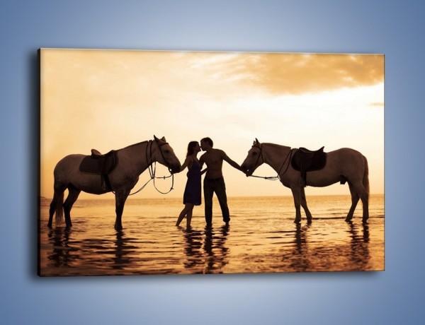Obraz na płótnie – Miłość morze i konie – jednoczęściowy prostokątny poziomy L253