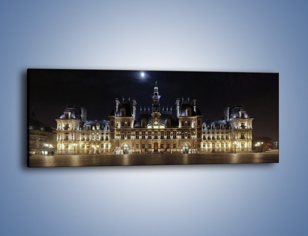 Obraz na płótnie – Ratusz w Paryżu nocą – jednoczęściowy panoramiczny AM189
