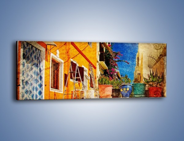 Obraz na płótnie – Greckie domki w stylu vintage – jednoczęściowy panoramiczny AM190