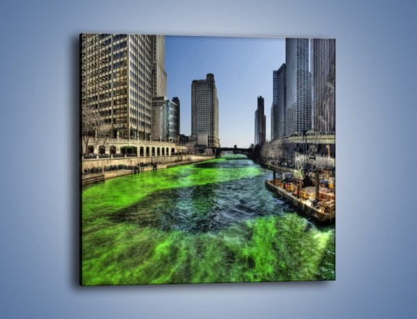 Obraz na płótnie – Chicago River w Dzień św. Patryka – jednoczęściowy kwadratowy AM605