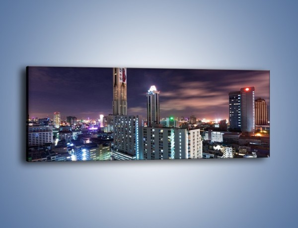 Obraz na płótnie – Duże miasto nocą – jednoczęściowy panoramiczny AM202