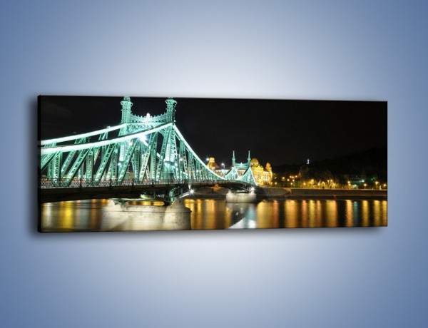 Obraz na płótnie – Oświetlony most w nocy – jednoczęściowy panoramiczny AM208