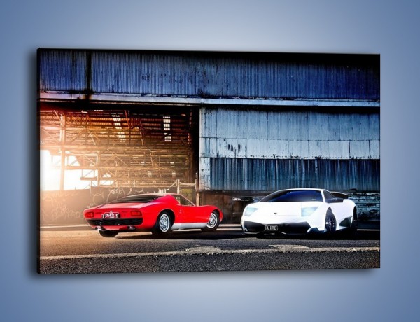 Obraz na płótnie – Lamborghini Miura S 1969 i Murcielago – jednoczęściowy prostokątny poziomy TM119