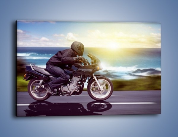 Obraz na płótnie – Jazda motocyklem o wschodzie słońca – jednoczęściowy prostokątny poziomy TM147
