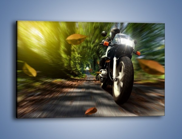 Obraz na płótnie – Jazda na motocyklu leśną dróżką – jednoczęściowy prostokątny poziomy TM153