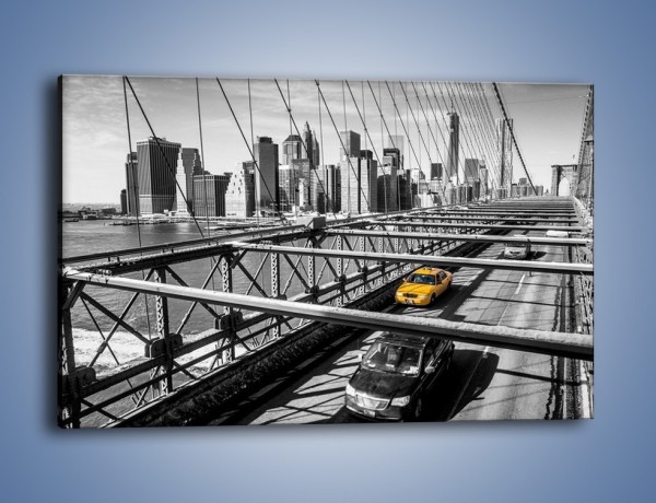 Obraz na płótnie – Taksówka na nowojorskim moście – jednoczęściowy prostokątny poziomy TM224