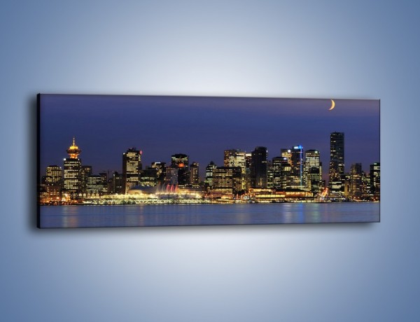 Obraz na płótnie – Półksiężyc nad miastem – jednoczęściowy panoramiczny AM244
