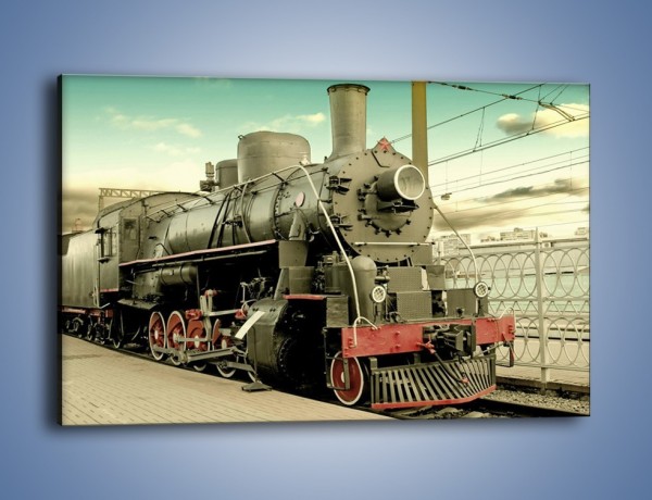 Obraz na płótnie – Stara lokomotywa na stacji – jednoczęściowy prostokątny poziomy TM238