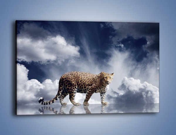 Obraz na płótnie – Lampart na szklanej tafli – jednoczęściowy prostokątny poziomy Z110