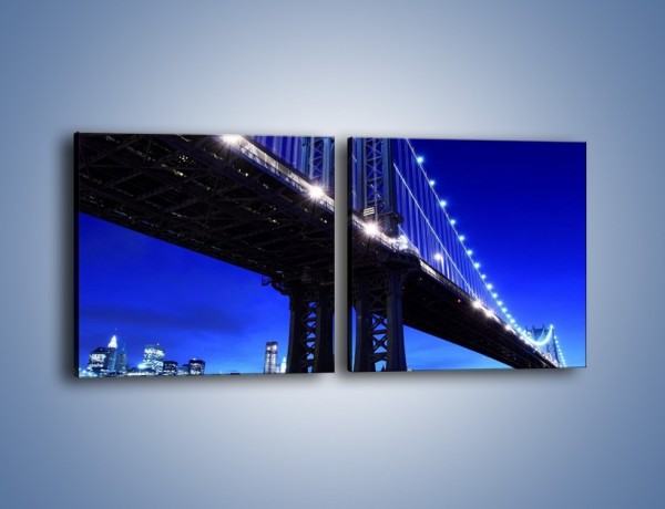 Obraz na płótnie – Oświetlony most wieczorem – dwuczęściowy kwadratowy poziomy AM003
