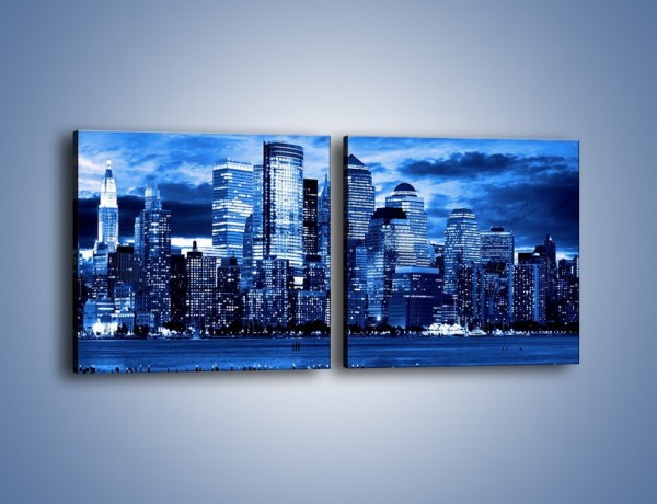 Obraz na płótnie – Wieżowce w odcieniach niebieskiego – dwuczęściowy kwadratowy poziomy AM017