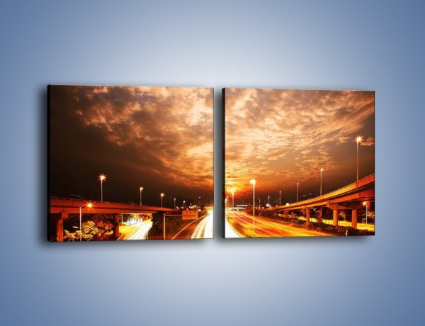 Obraz na płótnie – Oświetlona autostrada w ruchu – dwuczęściowy kwadratowy poziomy AM021