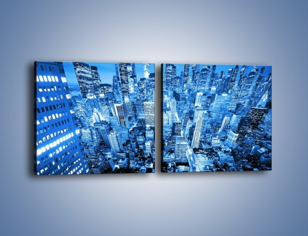 Obraz na płótnie – Centrum miasta w niebieskich kolorach – dwuczęściowy kwadratowy poziomy AM042