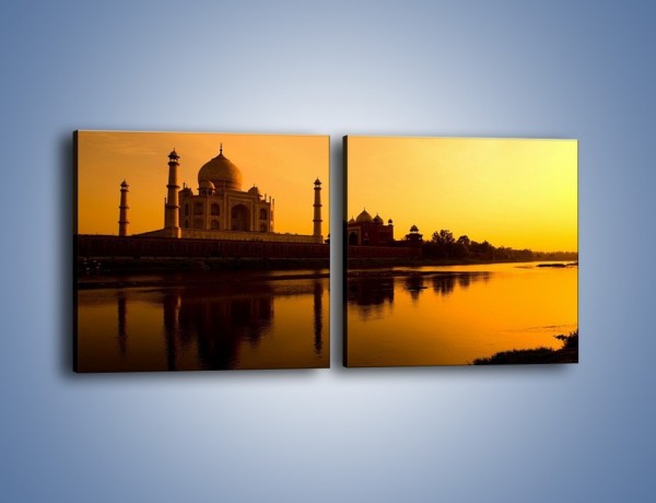 Obraz na płótnie – Taj Mahal o zachodzie słońca – dwuczęściowy kwadratowy poziomy AM075