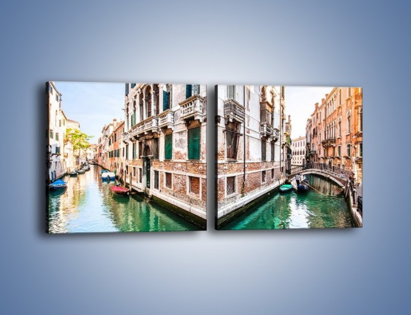 Obraz na płótnie – Skrzyżowanie wodne w Wenecji – dwuczęściowy kwadratowy poziomy AM081