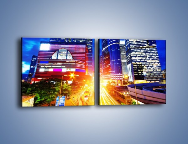 Obraz na płótnie – Miasto w żywych kolorach – dwuczęściowy kwadratowy poziomy AM131
