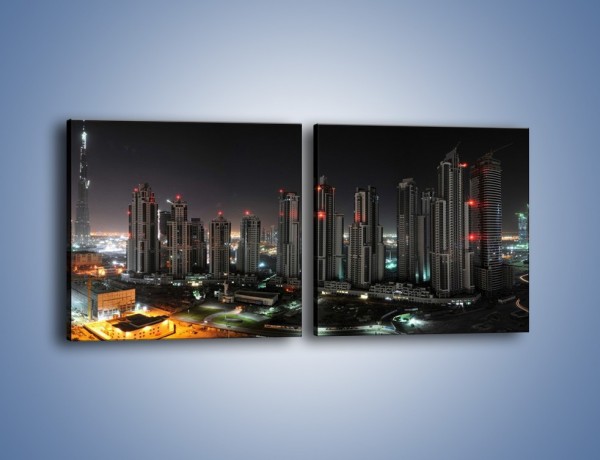 Obraz na płótnie – Panorama Dubaju nocą – dwuczęściowy kwadratowy poziomy AM185