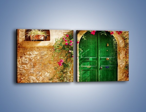 Obraz na płótnie – Drzwi w greckim domu vintage – dwuczęściowy kwadratowy poziomy AM192