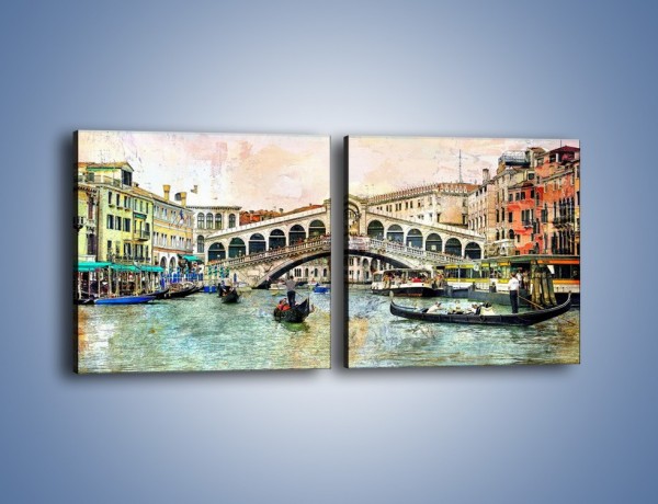 Obraz na płótnie – Wenecja w stylu vintage – dwuczęściowy kwadratowy poziomy AM239