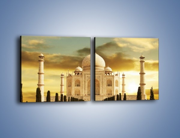 Obraz na płótnie – Tadź Mahal o zachodzie słońca – dwuczęściowy kwadratowy poziomy AM285