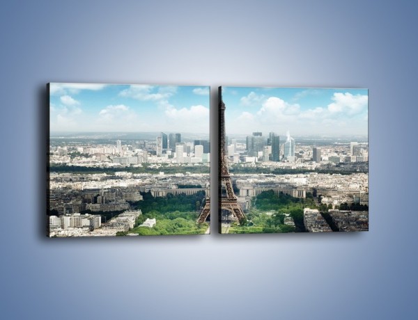 Obraz na płótnie – Chmury nad Wieżą Eiffla – dwuczęściowy kwadratowy poziomy AM302