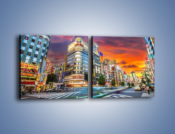 Obraz na płótnie – Tokyo na tle kolorowego nieba – dwuczęściowy kwadratowy poziomy AM336