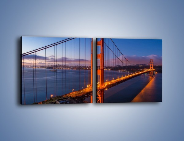 Obraz na płótnie – Rozświetlony most Golden Gate – dwuczęściowy kwadratowy poziomy AM360