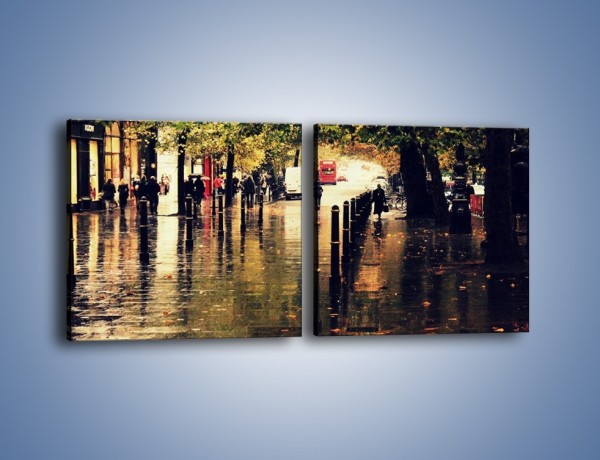 Obraz na płótnie – Deszczowa jesień w Moskwie – dwuczęściowy kwadratowy poziomy AM383