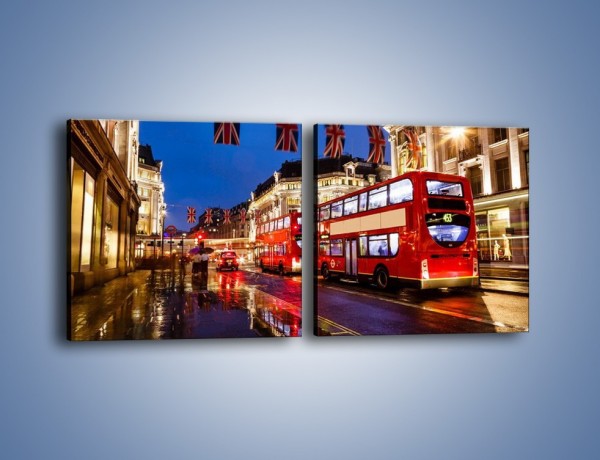 Obraz na płótnie – Londyn w deszczu – dwuczęściowy kwadratowy poziomy AM407