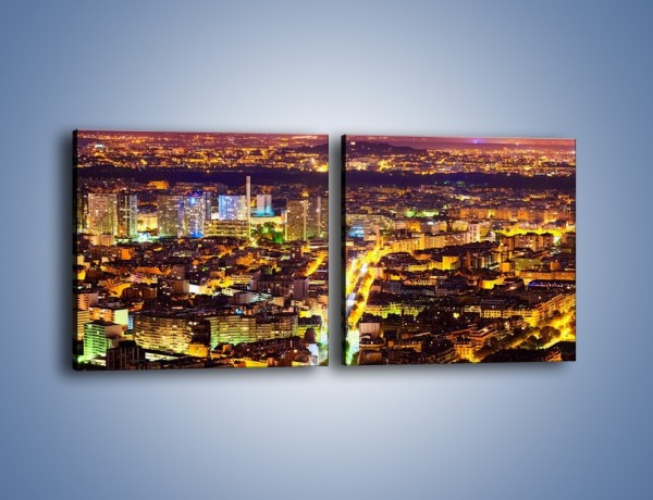 Obraz na płótnie – Kolory Paryża nocą – dwuczęściowy kwadratowy poziomy AM419