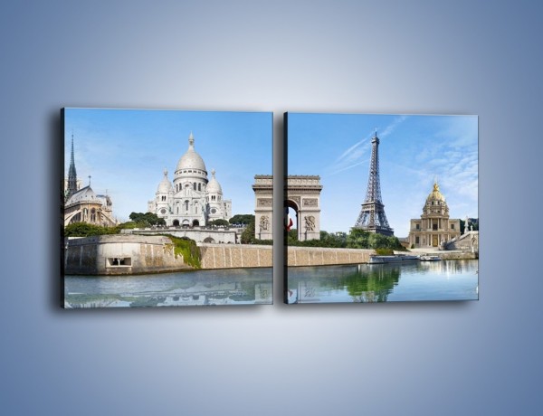 Obraz na płótnie – Atrakcje turystyczne Paryża – dwuczęściowy kwadratowy poziomy AM448