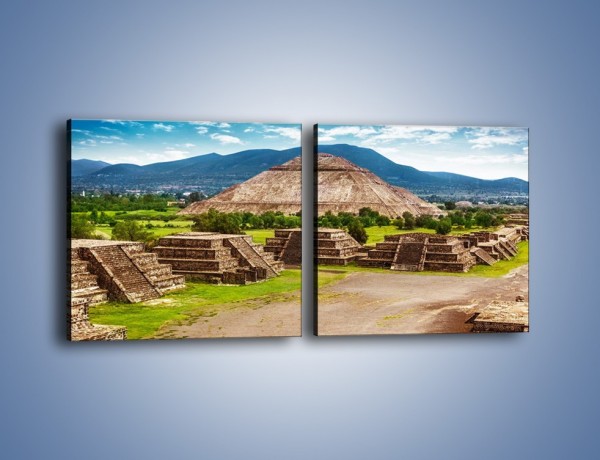 Obraz na płótnie – Piramida Słońca w Meksyku – dwuczęściowy kwadratowy poziomy AM450