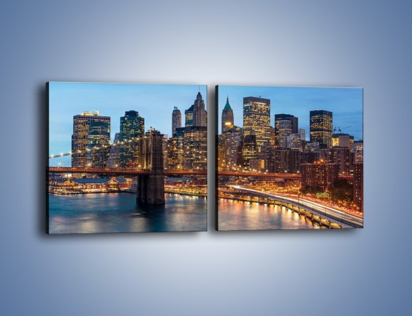 Obraz na płótnie – Manhattan w Nowym Yorku o poranku – dwuczęściowy kwadratowy poziomy AM453