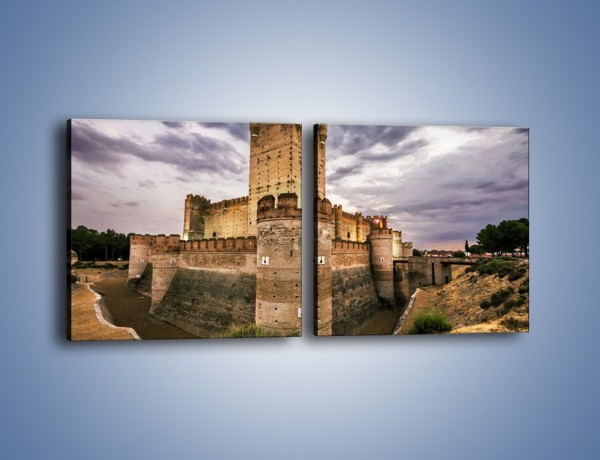 Obraz na płótnie – Zamek La Mota w Hiszpanii – dwuczęściowy kwadratowy poziomy AM457