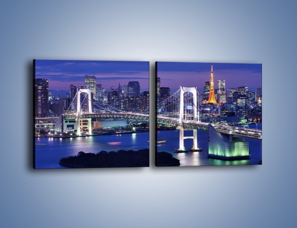 Obraz na płótnie – Tęczowy Most w Tokyo – dwuczęściowy kwadratowy poziomy AM460