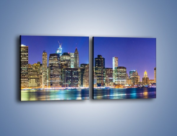 Obraz na płótnie – Kolorowa panorama Nowego Yorku – dwuczęściowy kwadratowy poziomy AM479