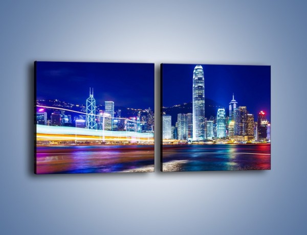 Obraz na płótnie – Panorama Hong Kongu – dwuczęściowy kwadratowy poziomy AM499