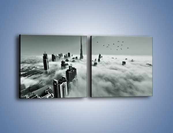 Obraz na płótnie – Centrum Dubaju we mgle – dwuczęściowy kwadratowy poziomy AM502