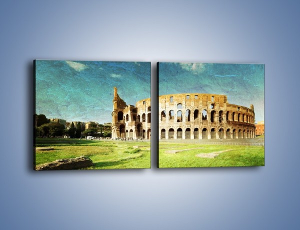 Obraz na płótnie – Koloseum w stylu vintage – dwuczęściowy kwadratowy poziomy AM503