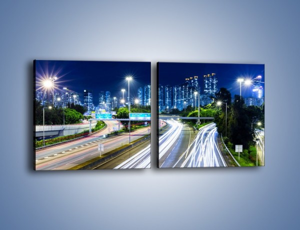 Obraz na płótnie – Autostrada prowadząca do Hong Kongu – dwuczęściowy kwadratowy poziomy AM504