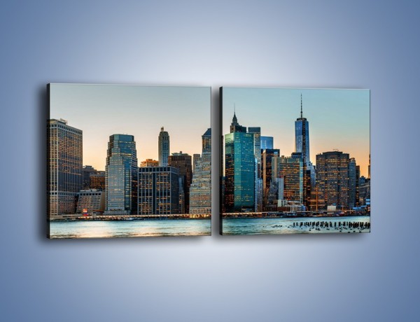 Obraz na płótnie – Panorama Manhattanu – dwuczęściowy kwadratowy poziomy AM521