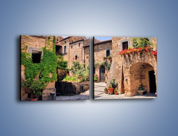 Obraz na płótnie – Romantyczna uliczka we Włoszech – dwuczęściowy kwadratowy poziomy AM533