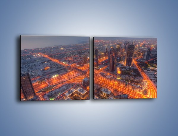 Obraz na płótnie – Panorama Dubaju o poranku – dwuczęściowy kwadratowy poziomy AM538