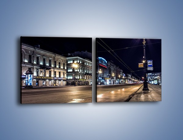 Obraz na płótnie – Ulica w Petersburgu nocą – dwuczęściowy kwadratowy poziomy AM544