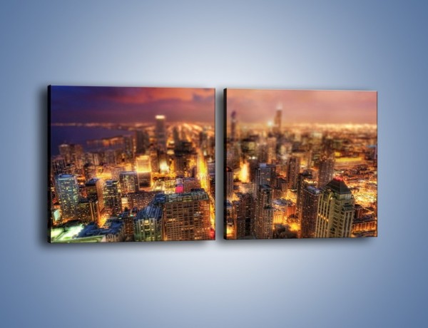 Obraz na płótnie – Rozmyta panorama Chicago – dwuczęściowy kwadratowy poziomy AM562
