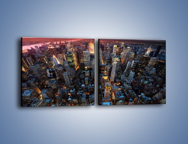 Obraz na płótnie – Widok na Manhattan z lotu ptaka – dwuczęściowy kwadratowy poziomy AM567