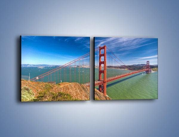 Obraz na płótnie – Most Golden Gate o poranku – dwuczęściowy kwadratowy poziomy AM600